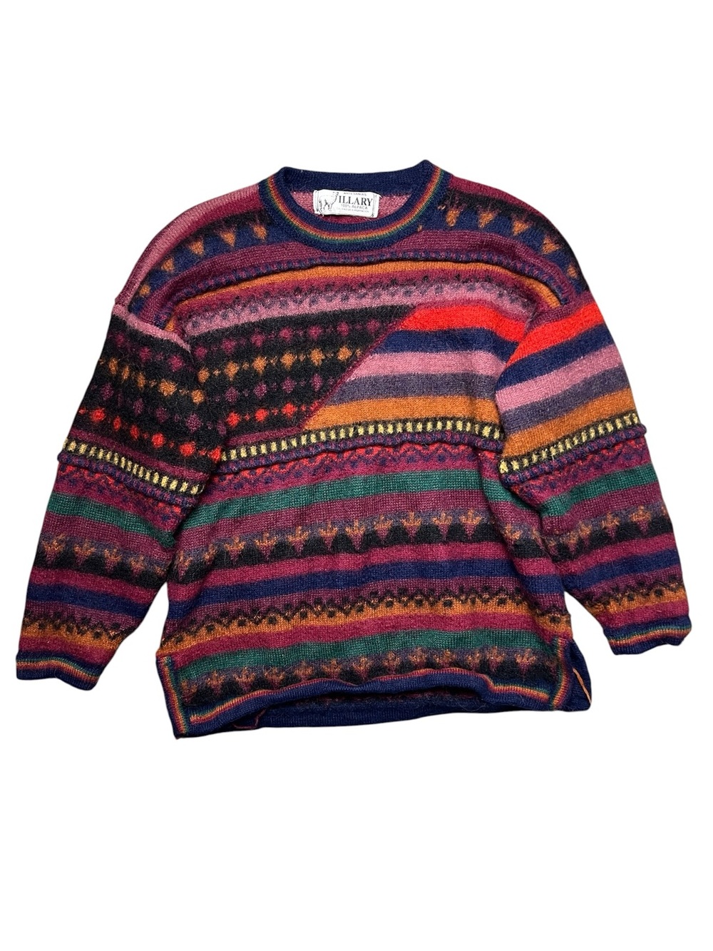 Vintage Illary 100% Alpaca Fair Isle Sweater Made in Peru Medium